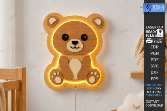 Download Kids Lamp Laser Cut | Animal Night Light - Kids Collection