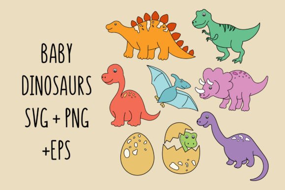 Download Baby Dinosaurs SVG Bundle Colored Art - Dinosaurs svg Collection