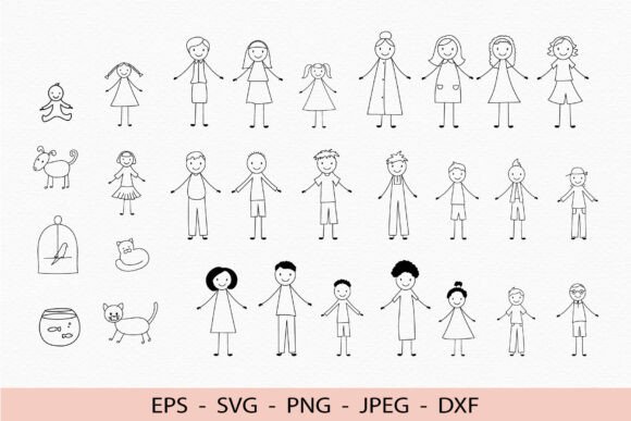 Download Stick People Svg Kids Cricut Cat Dog Dxf - Kids Collection