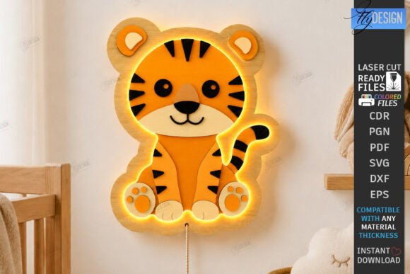 Download Kids Lamp Laser Cut | Animal Night Light - Kids Collection