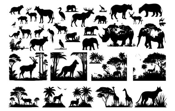 Download Vector Animal Silhouettes Jungle Theme - Jungle theme Collection