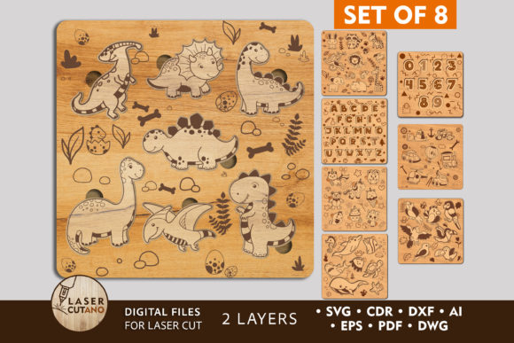 Download 8 Kids Puzzles Laser Cut Template - Kids Collection