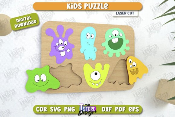 Download Kids Wooden Puzzle Laser Cut |Montessori - Kids Collection