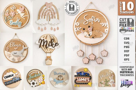 Download 3D Kids Room Name Signs Laser Cut Bundle - Kids Collection