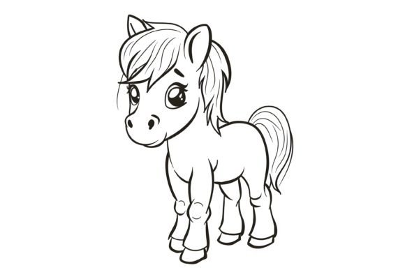 Download Cute Horse Coloring Page for Kids - Kids Collection