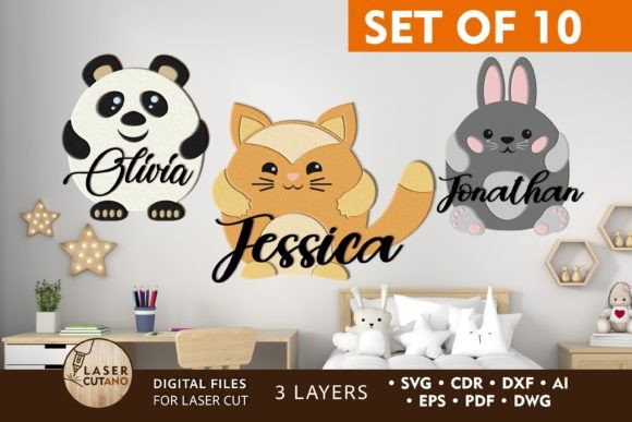 Download Kids Panel Animals Signs Set Custom Name - Kids panel Collection