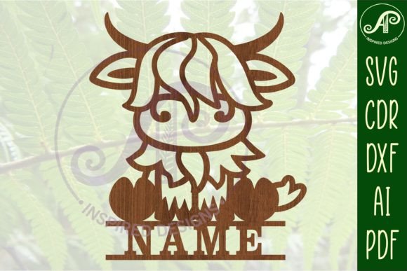 Download Highland Cow Name Sign SVG Cut File - Cow name sign Collection