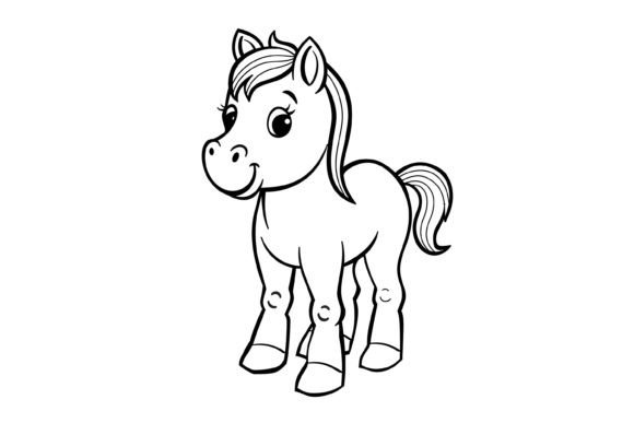 Download Cute Horse Coloring Page for Kids - Kids Collection