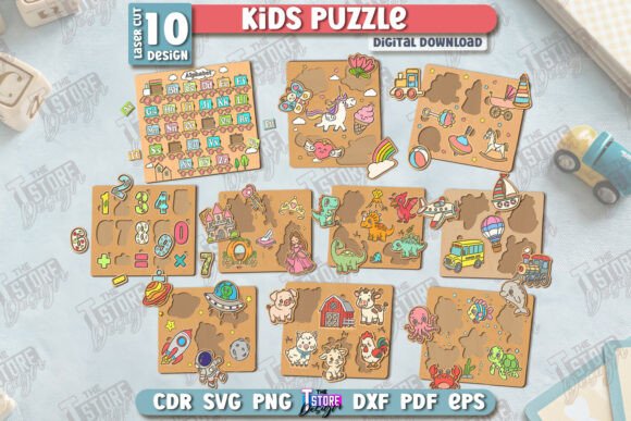 Download Kids Wooden Puzzle Laser Cut Bundle |CNC - Kids Collection